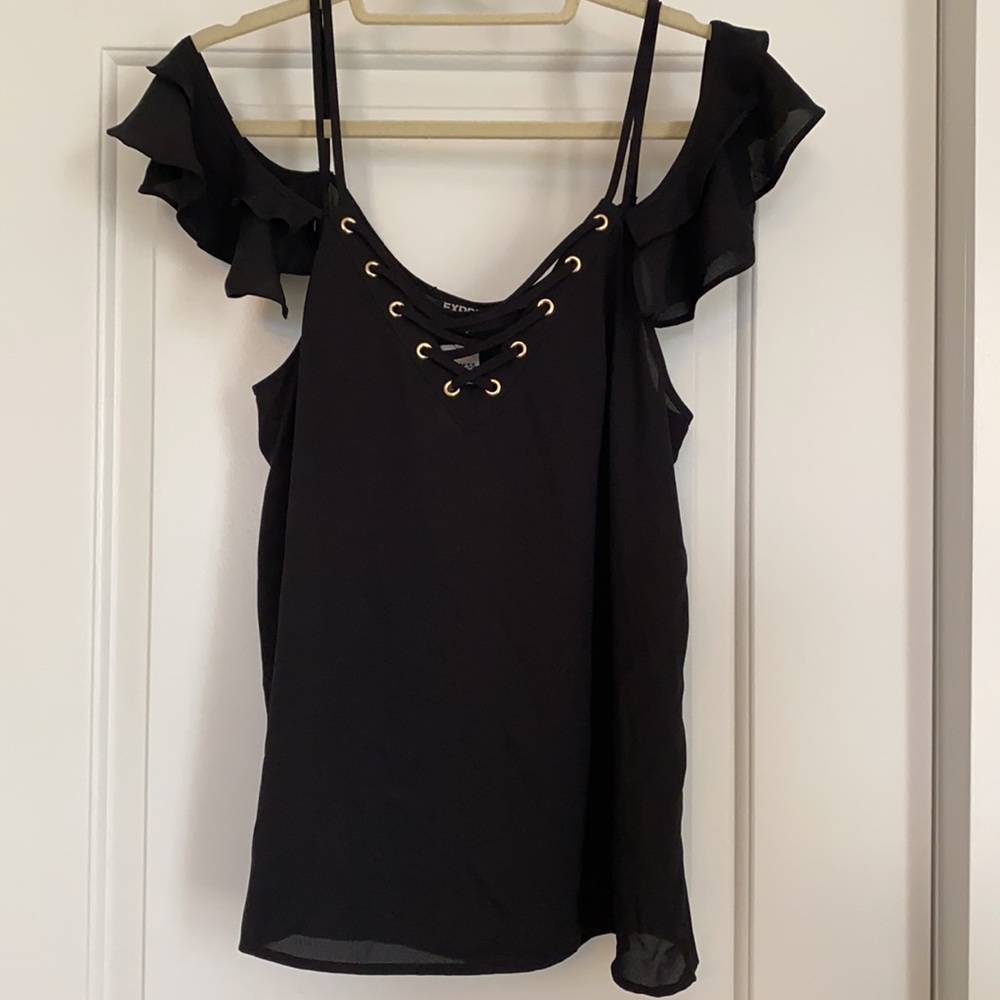 Express Off the Shoulder Ruffle Top - Picture 2 of 4